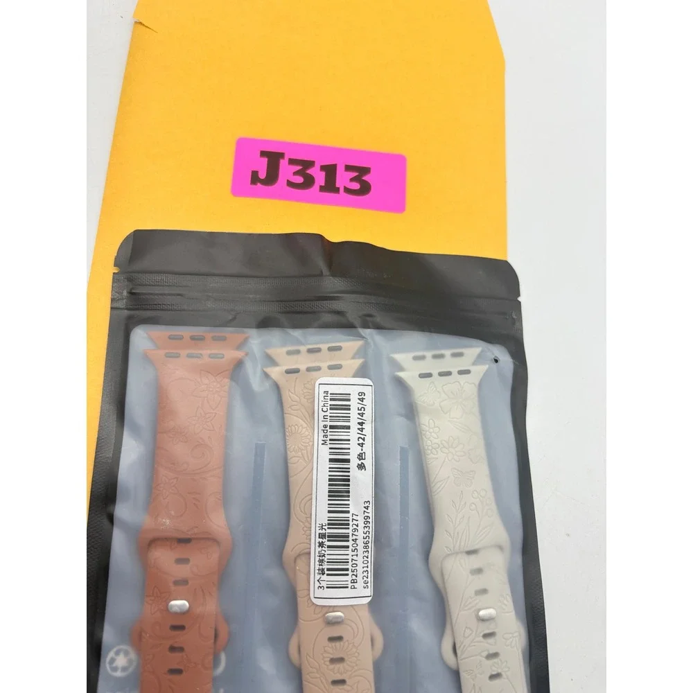 3 Pack Engraved Floral Silicone smart Watch Bands 42/44/45/49mm